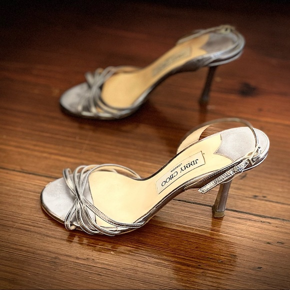 Jimmy Choo silver 2” strapped heels - Picture 2 of 5